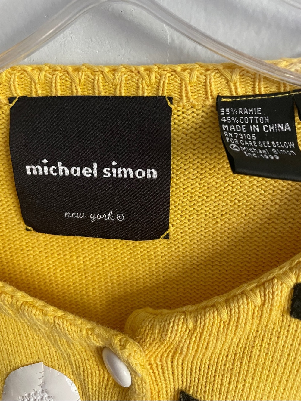 Michael Simon Vintage Yellow Cardigan Sweater Size M - Picture 6 of 10